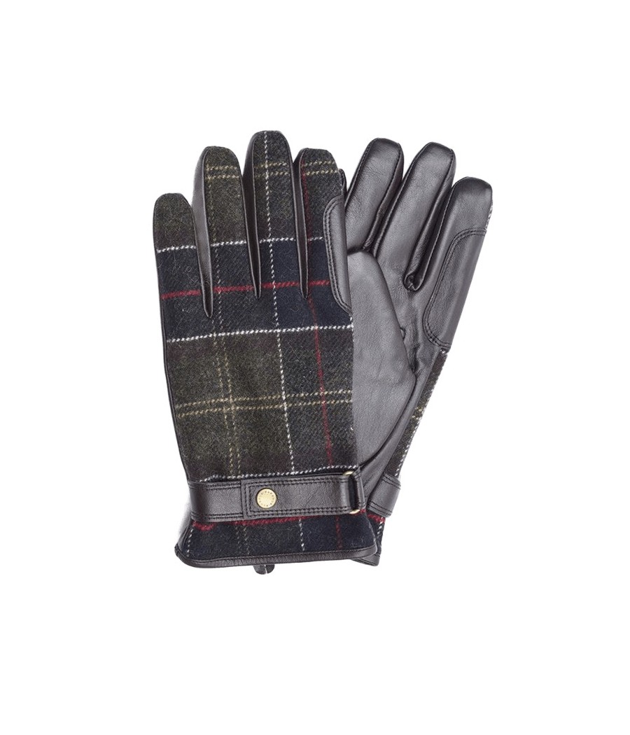 BARBOUR-GUANTI TARTAN IN PELLE